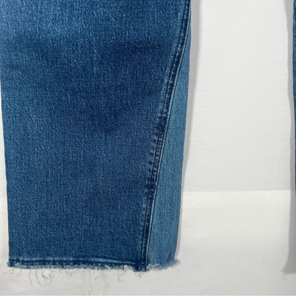 Abercrombie & Fitch Ultra High Rise Jeans 31 12 Two Tone Cropped Denim Raw Hem - Picture 7 of 7